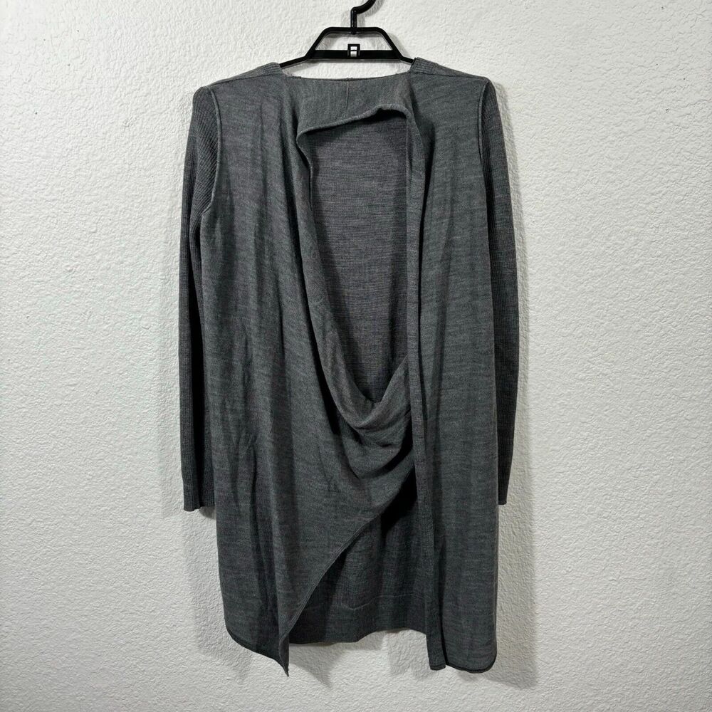 Allsaints Sweater Womens Small Merino Wool Gray Long Sleeve V-Neck Draped